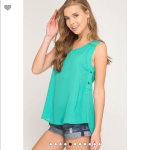 Jade Green top with button detail